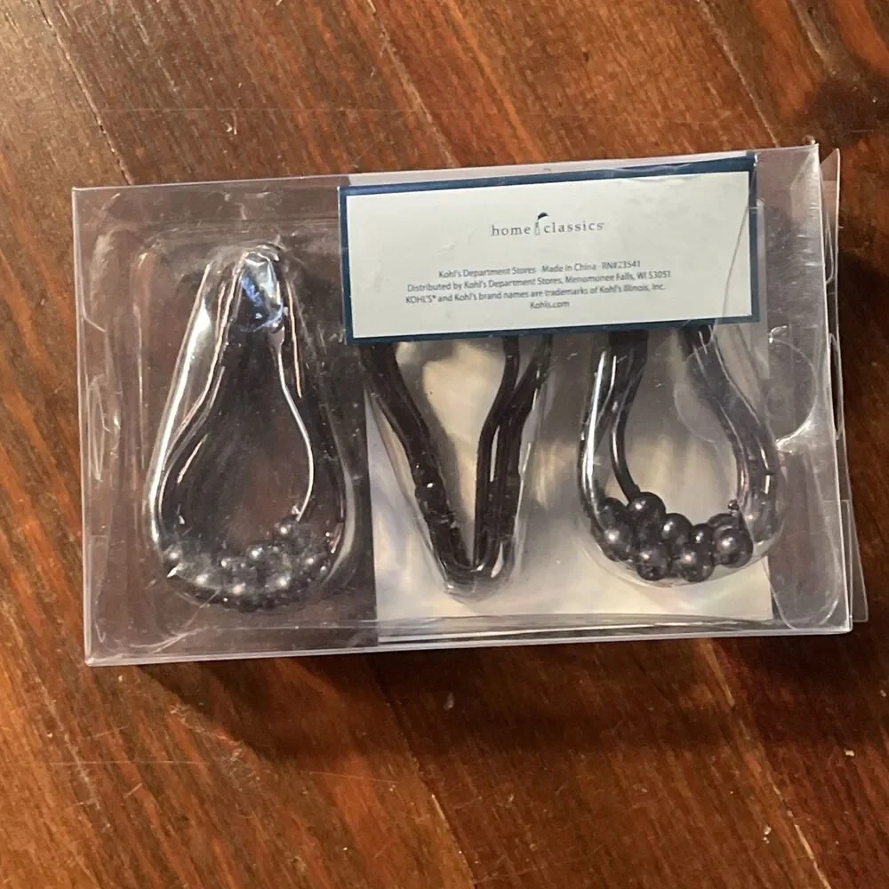 HInged Glide Hooks Oil Rubbed Bronze Set of 12 Shower Hooks NTW